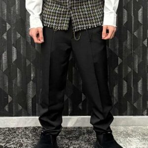 Pantalone nero fondo con zip