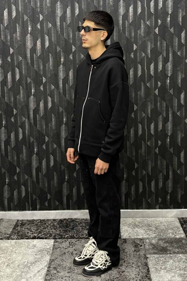 Felpa con zip nera - immagine 3